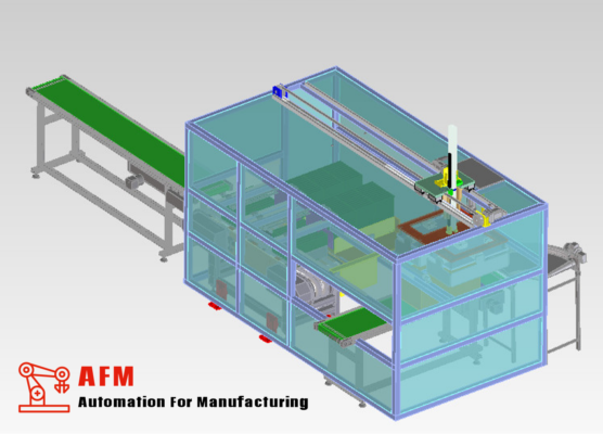 Cụm cấp sản phẩm và xếp vào thùng carton